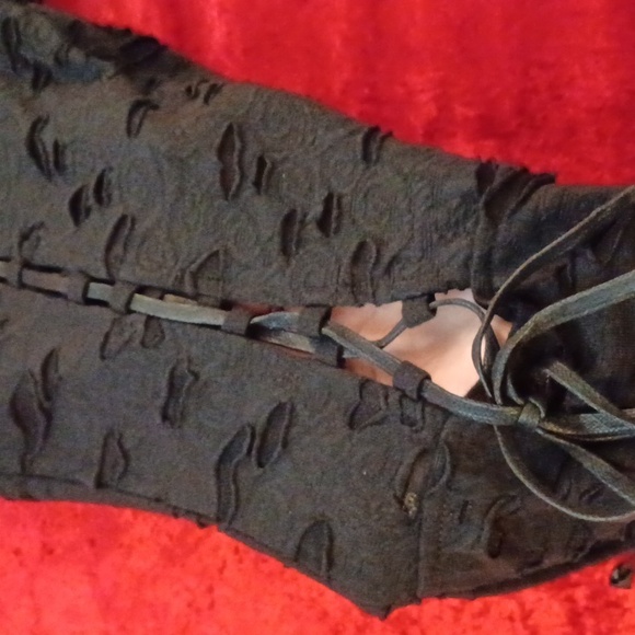 COPY - DOLLSKILL WIDOW XXL BLACK BEYOND THE WOODS LACE UP FLARED PANTS DISTRESS… - Picture 9 of 13